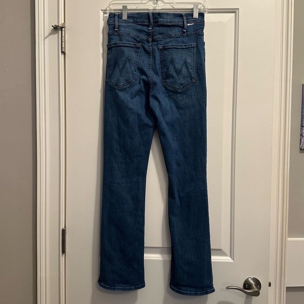 Mother The Hustler Ankle alone Trick Pony Blue Straight Leg Jeans size 28